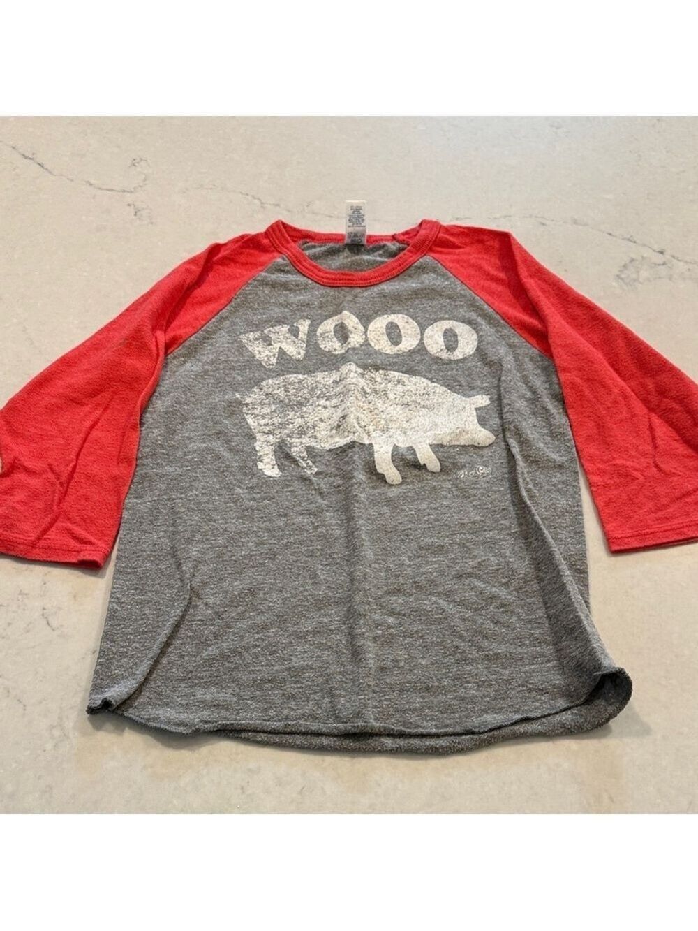 Rock City Razorback Red and Gray Raglan Shirt Kids Size 10